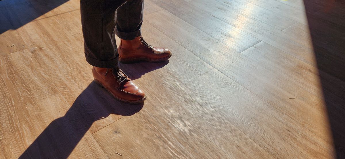 Photo by Blmader on October 14, 2023 of the Alden Indy Boot in Brown Atlantic Club Calf.