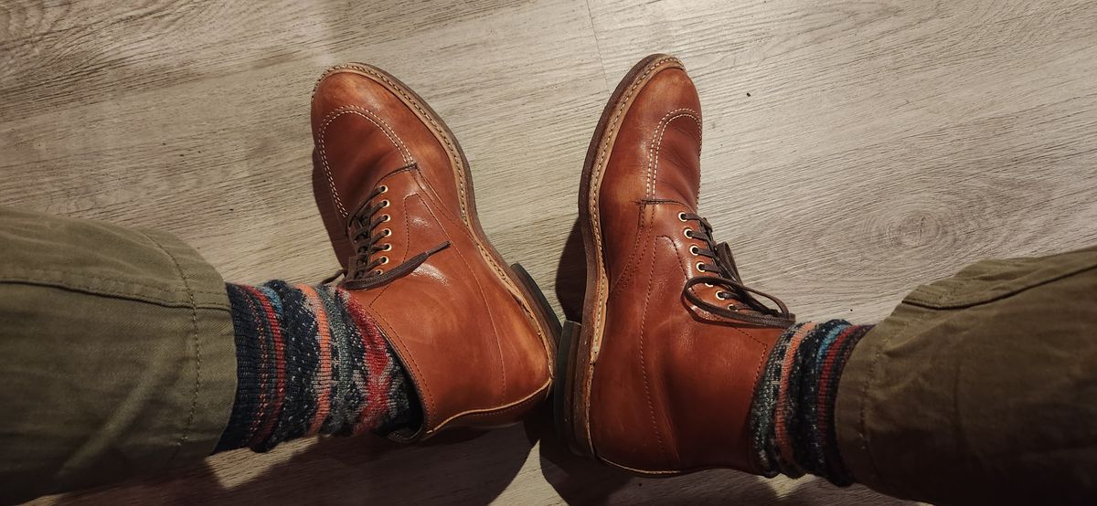 Photo by Blmader on November 8, 2023 of the Alden Indy Boot in Brown Atlantic Club Calf.