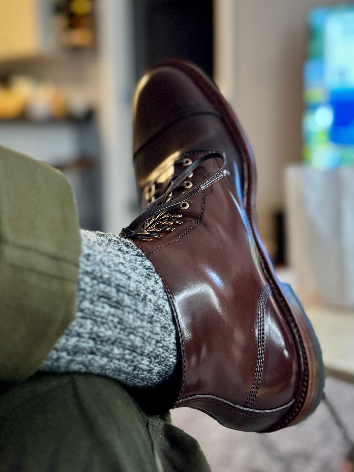 Photo by ACepero on August 1, 2025 of the Alden Cap Toe Boot in Horween Color 4 Shell Cordovan.