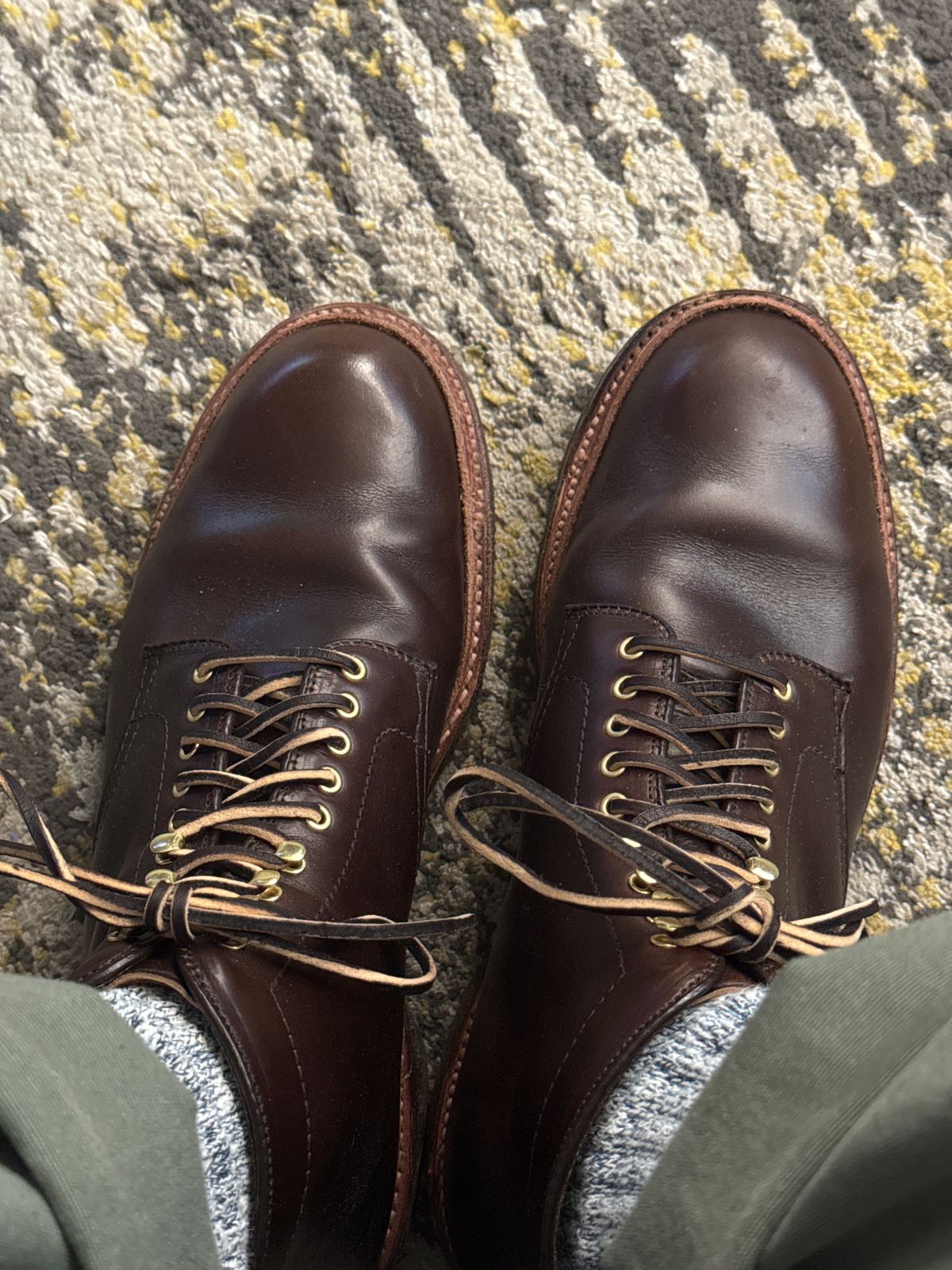 Photo by ACepero on September 15, 2024 of the Alden Plain Toe Boot in Horween Brown Chromexcel.