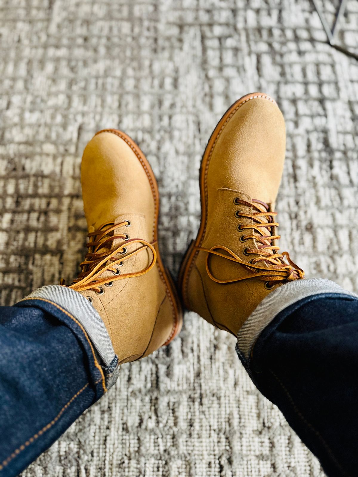 Photo by ACepero on August 29, 2025 of the Oak Street Bootmakers Trench Boot in Horween Natural Chromexcel Roughout.