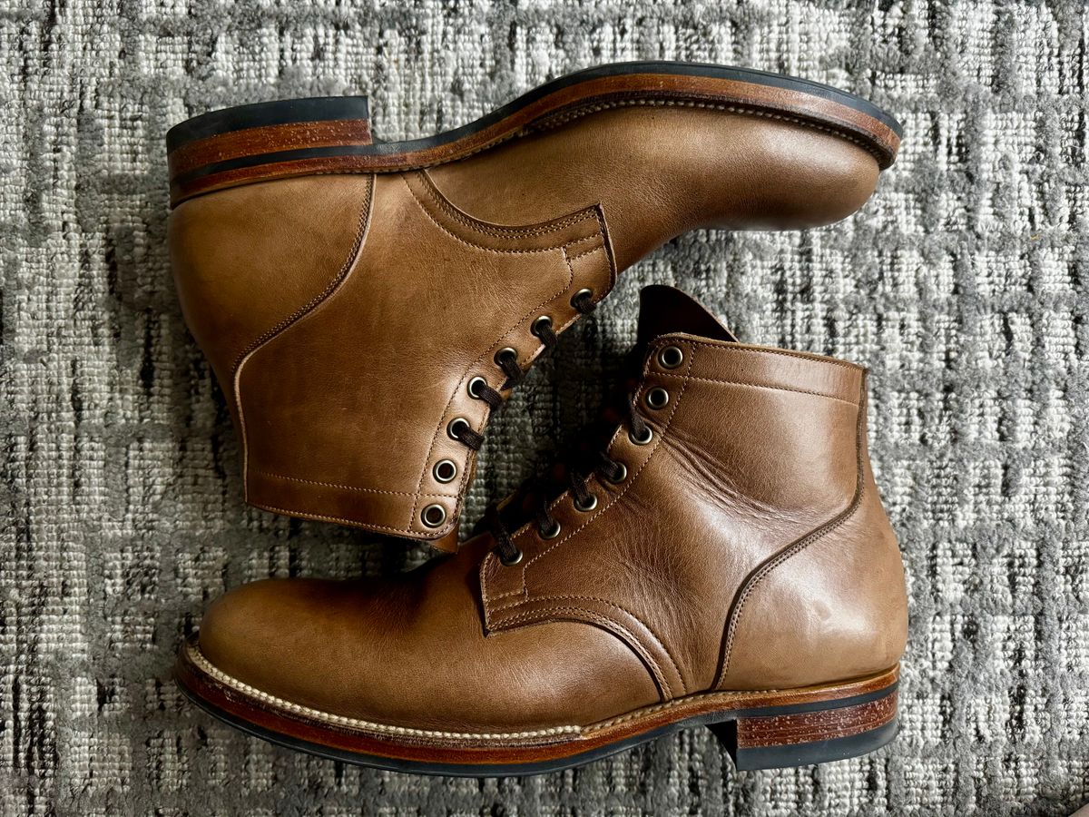 Photo by ACepero on September 1, 2025 of the Viberg Service Boot in Horween Natural Chromexcel.