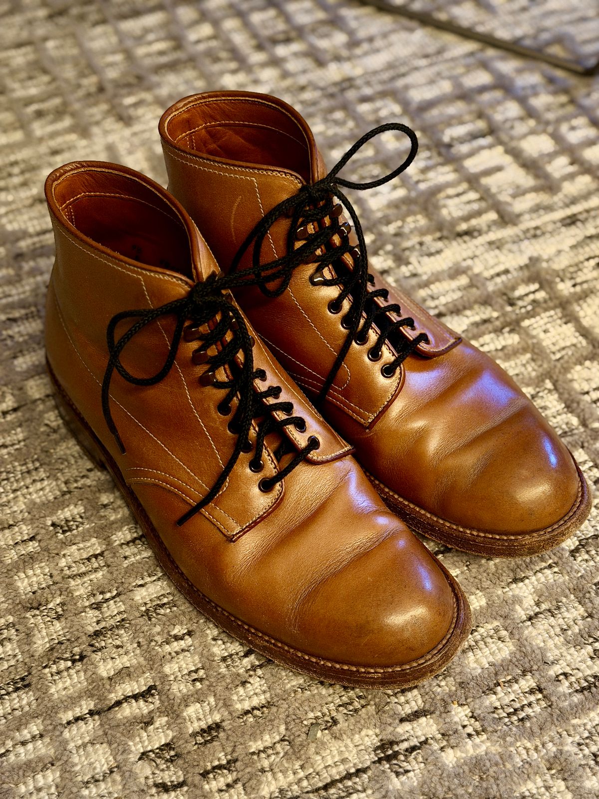 Photo by ACepero on December 6, 2025 of the Alden Plain Toe Boot in Horween Natural Chromexcel.