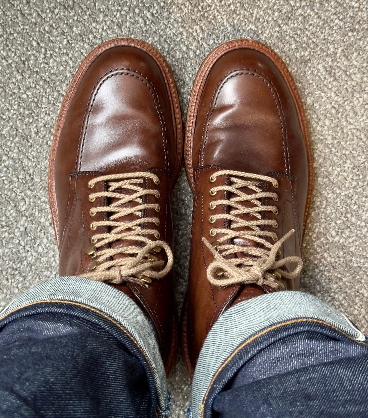 Photo by ACepero on December 4, 2024 of the Alden x Stitchdown “Otis” Indy in Brown Calfskin.