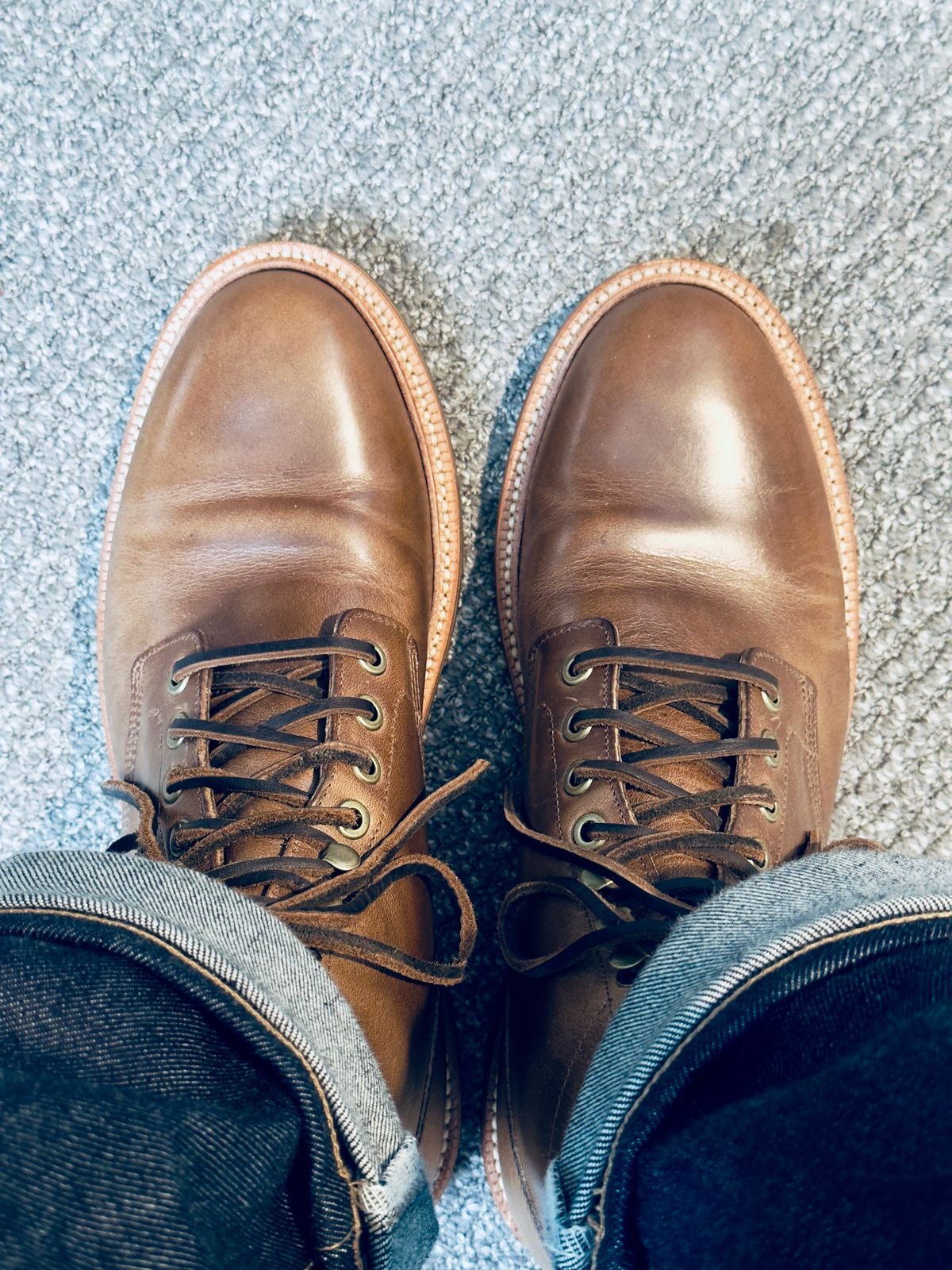 Photo by ACepero on September 23, 2024 of the Grant Stone Diesel Boot in Horween Dune Chromexcel.