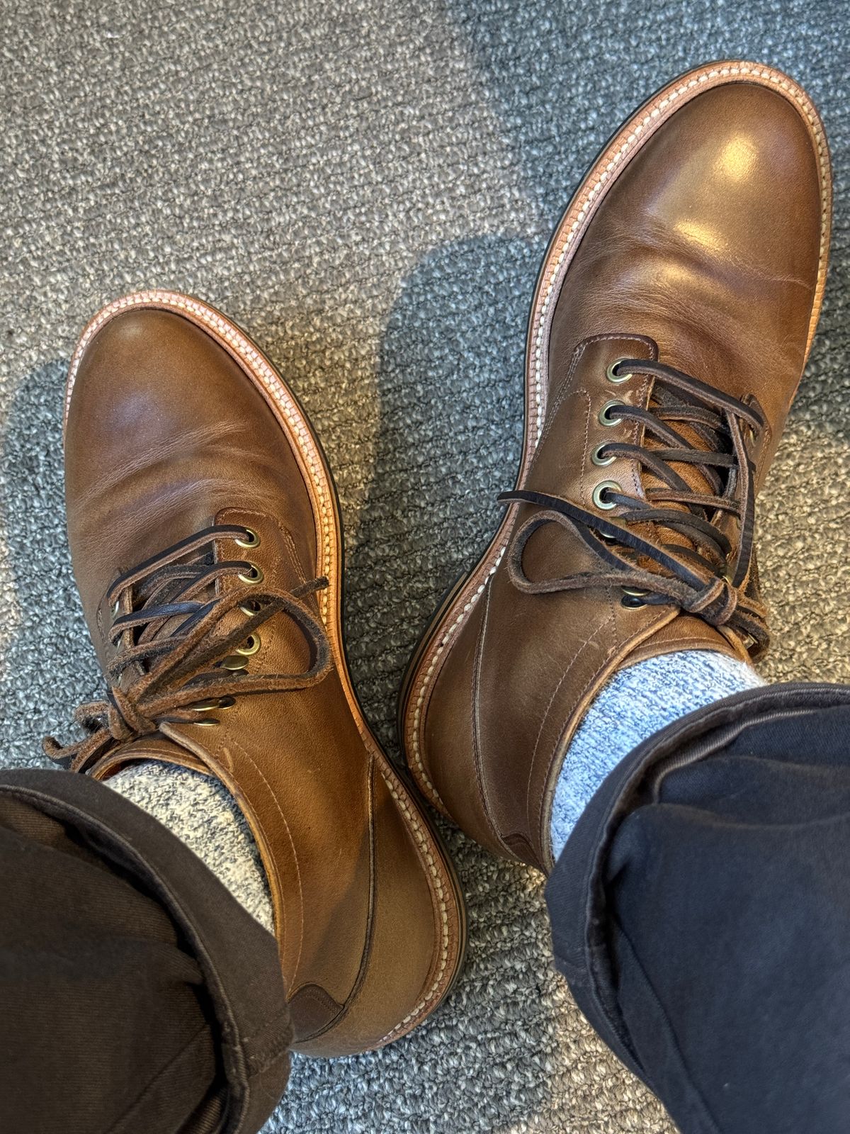 Photo by ACepero on October 8, 2024 of the Grant Stone Diesel Boot in Horween Dune Chromexcel.