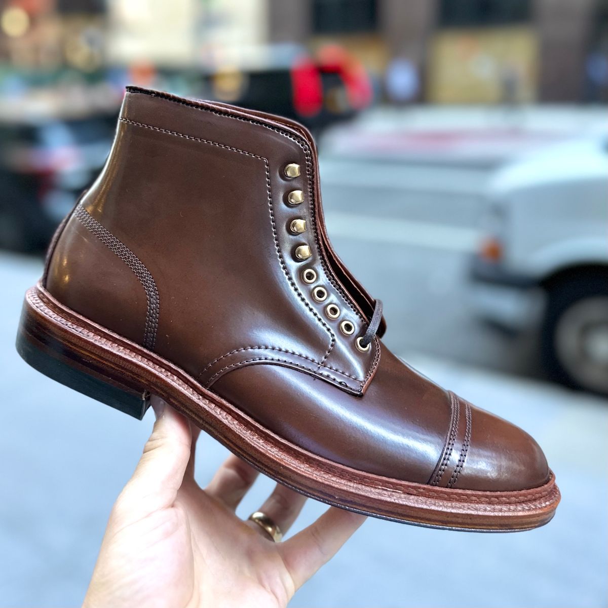 Photo by ACepero on November 19, 2023 of the Alden x Stitchdown Stitchup 3 in Horween Ravello Shell Cordovan.