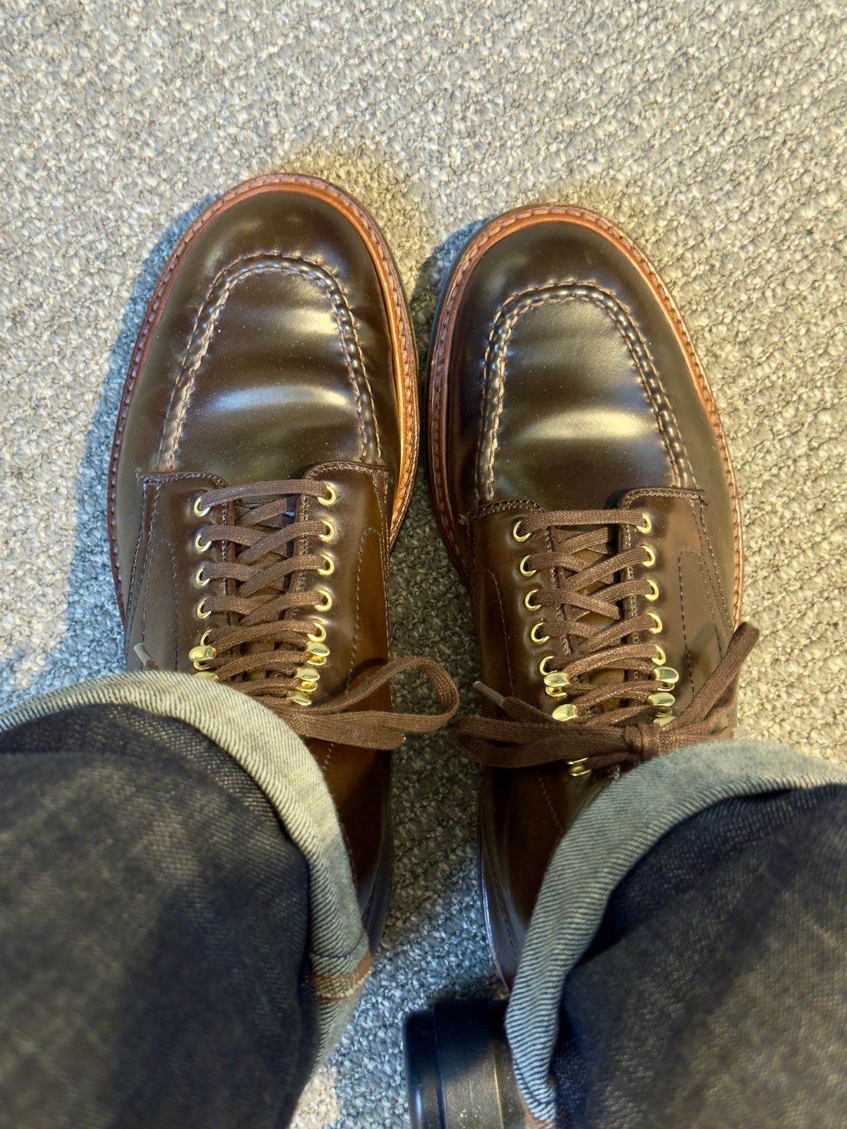 Photo by ACepero on December 14, 2023 of the Alden Indy Boot in Horween Cigar Shell Cordovan.