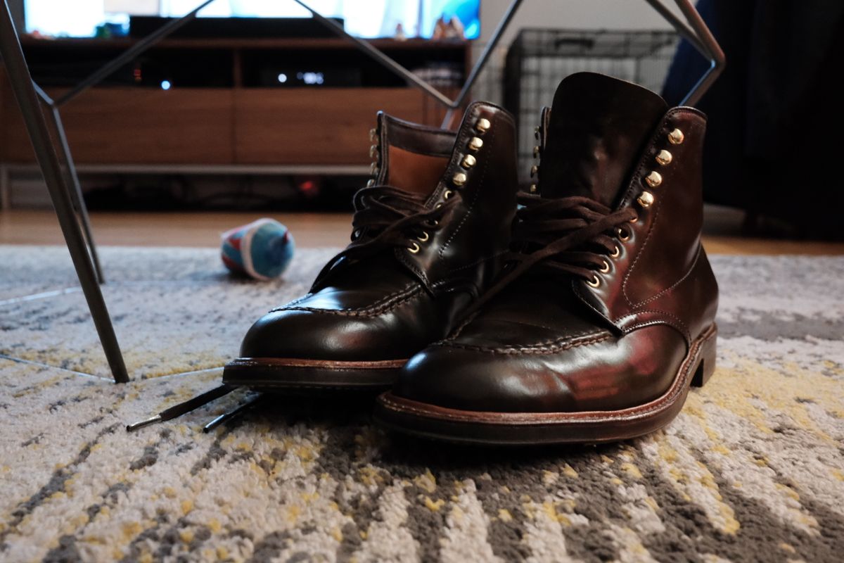 Photo by ACepero on December 17, 2023 of the Alden Indy Boot in Horween Cigar Shell Cordovan.