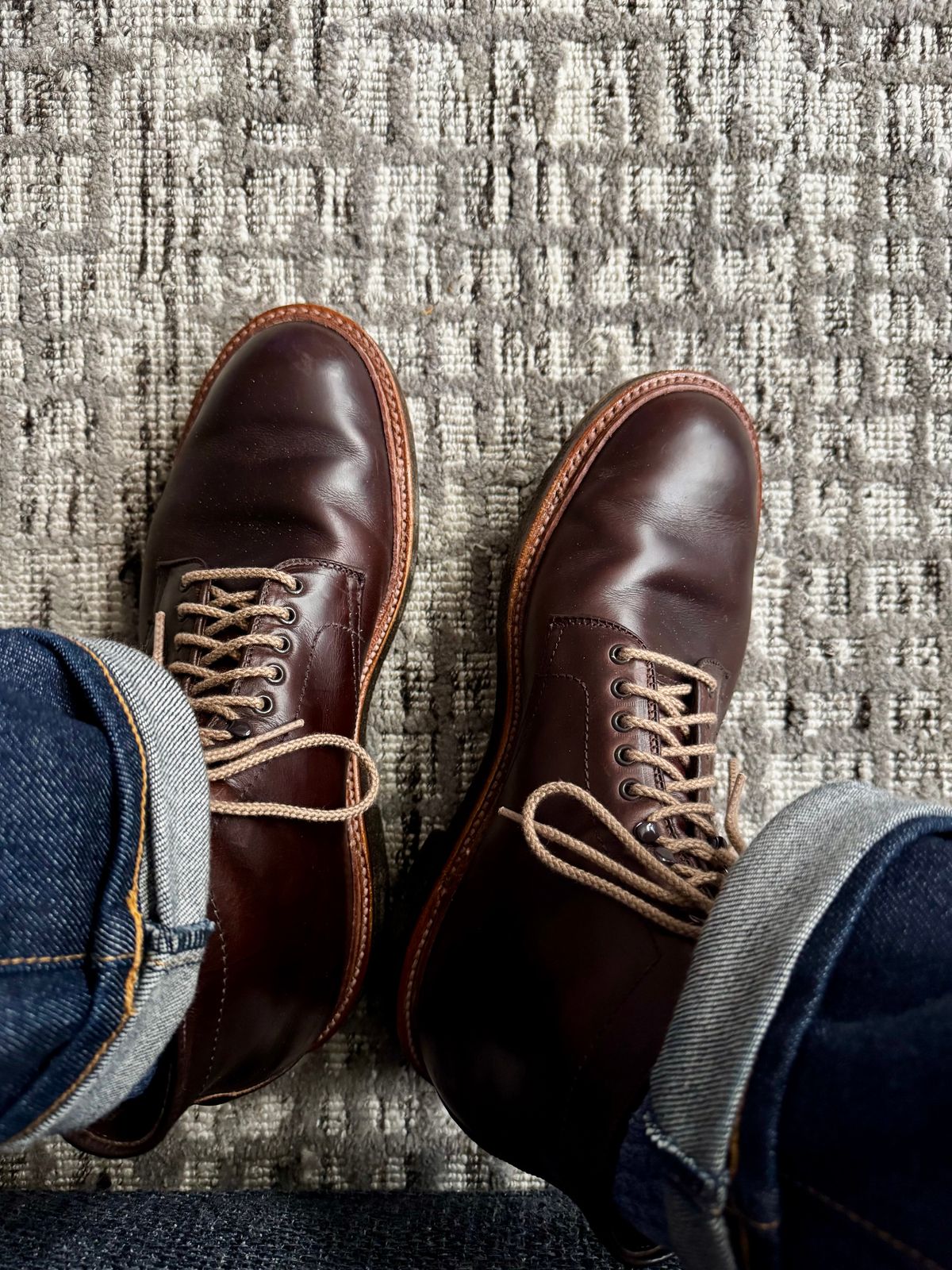 Photo by ACepero on September 9, 2025 of the Alden Plain Toe Boot in Horween Brown Chromexcel.