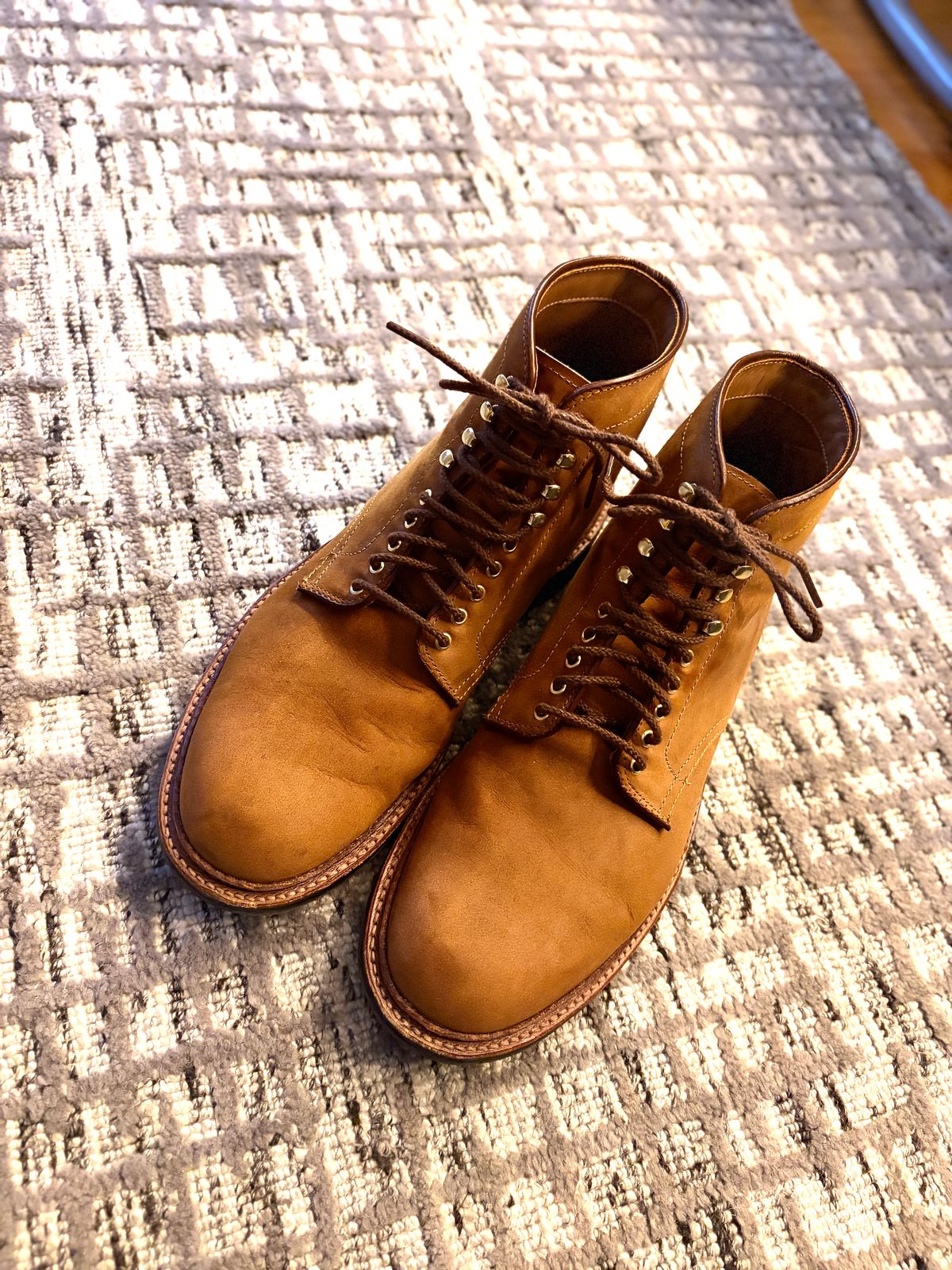 Photo by ACepero on October 16, 2025 of the Alden Plain Toe Boot in Tan Smooth Chamois.