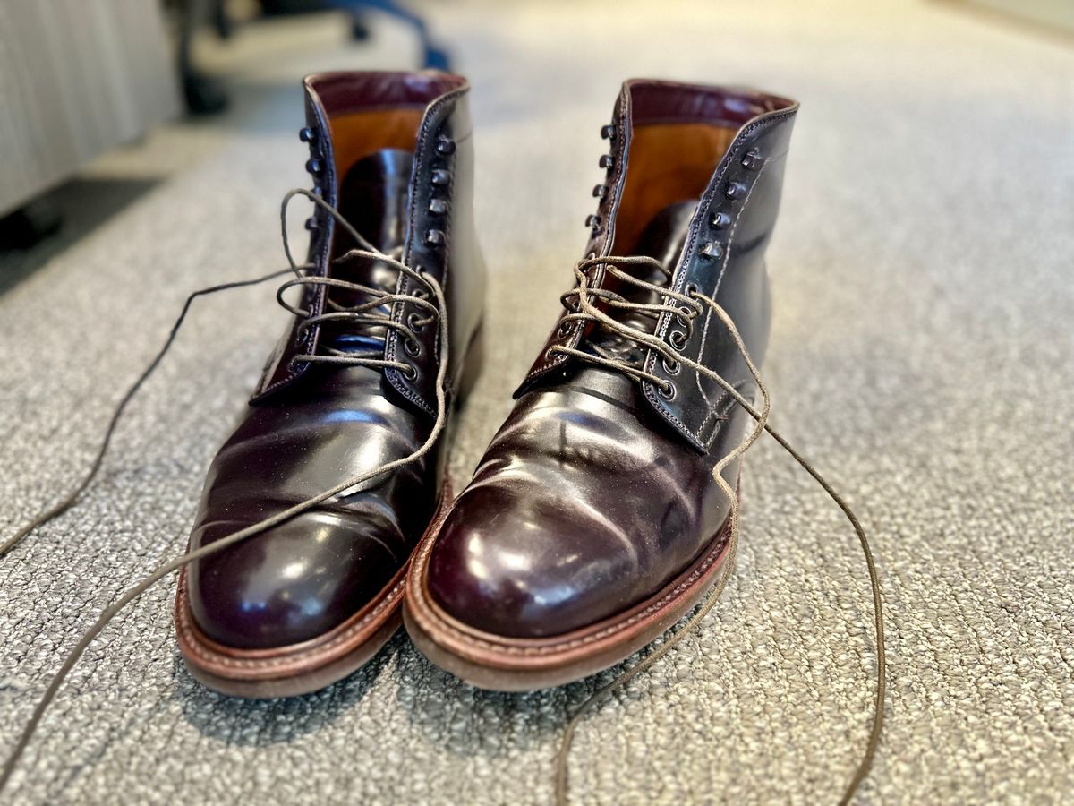 Photo by ACepero on March 8, 2023 of the Alden Plain Toe Boot in Horween Color 8 Shell Cordovan.