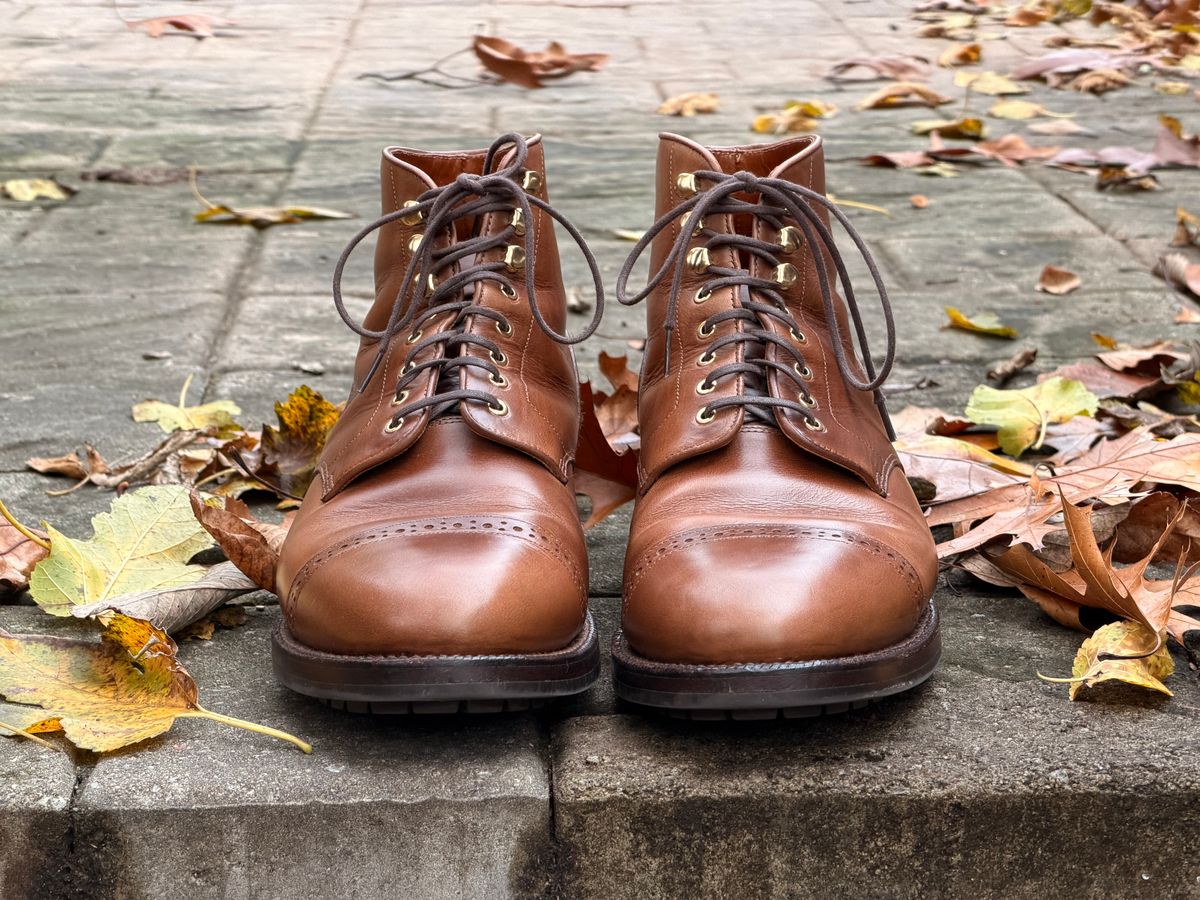 Photo by radboots on December 3, 2025 of the Grant Stone Garrison Boot in Horween Natural Chromexcel.