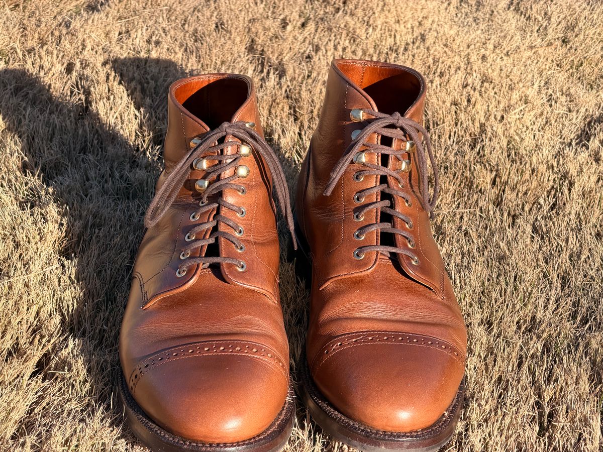 Photo by radboots on January 1, 2026 of the Grant Stone Garrison Boot in Horween Natural Chromexcel.