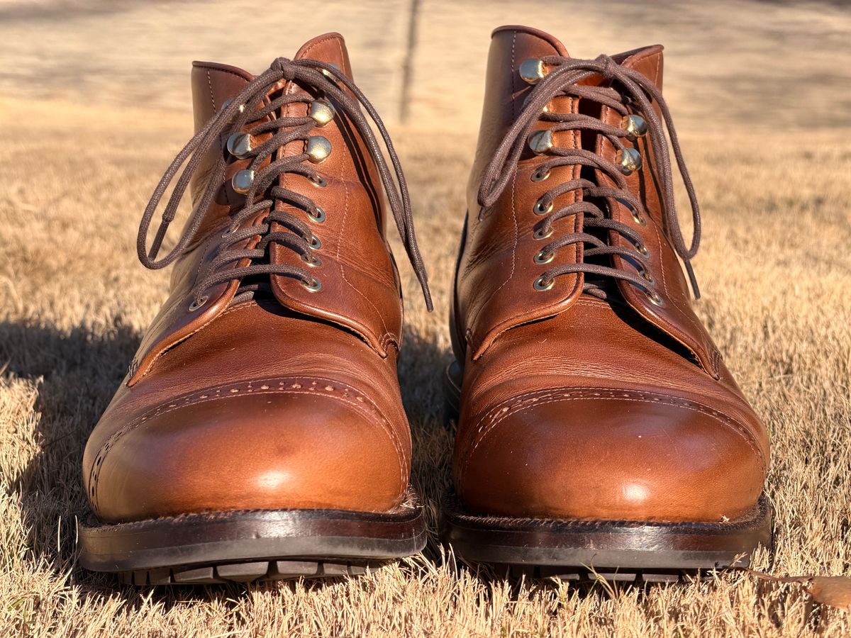 Photo by radboots on January 1, 2026 of the Grant Stone Garrison Boot in Horween Natural Chromexcel.