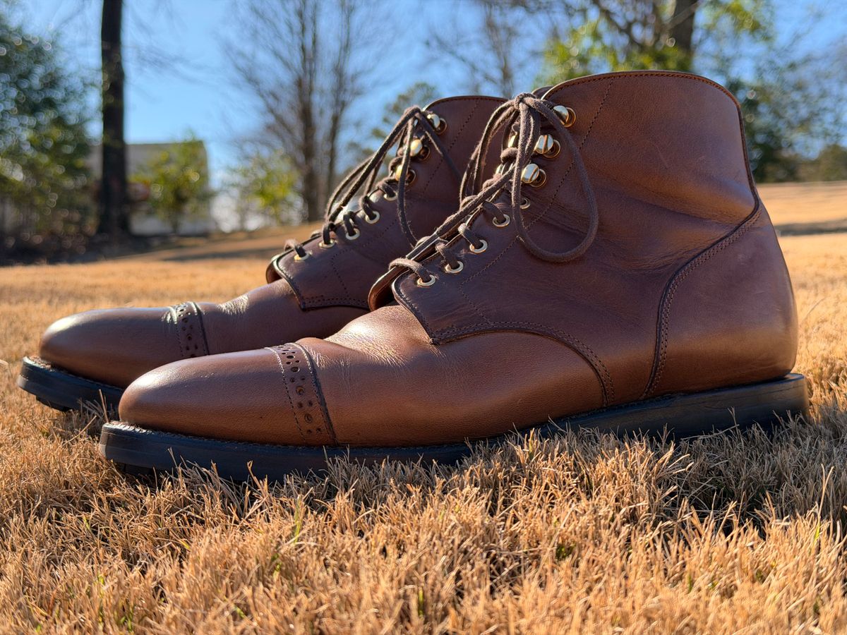 Photo by radboots on January 1, 2026 of the Grant Stone Garrison Boot in Horween Natural Chromexcel.