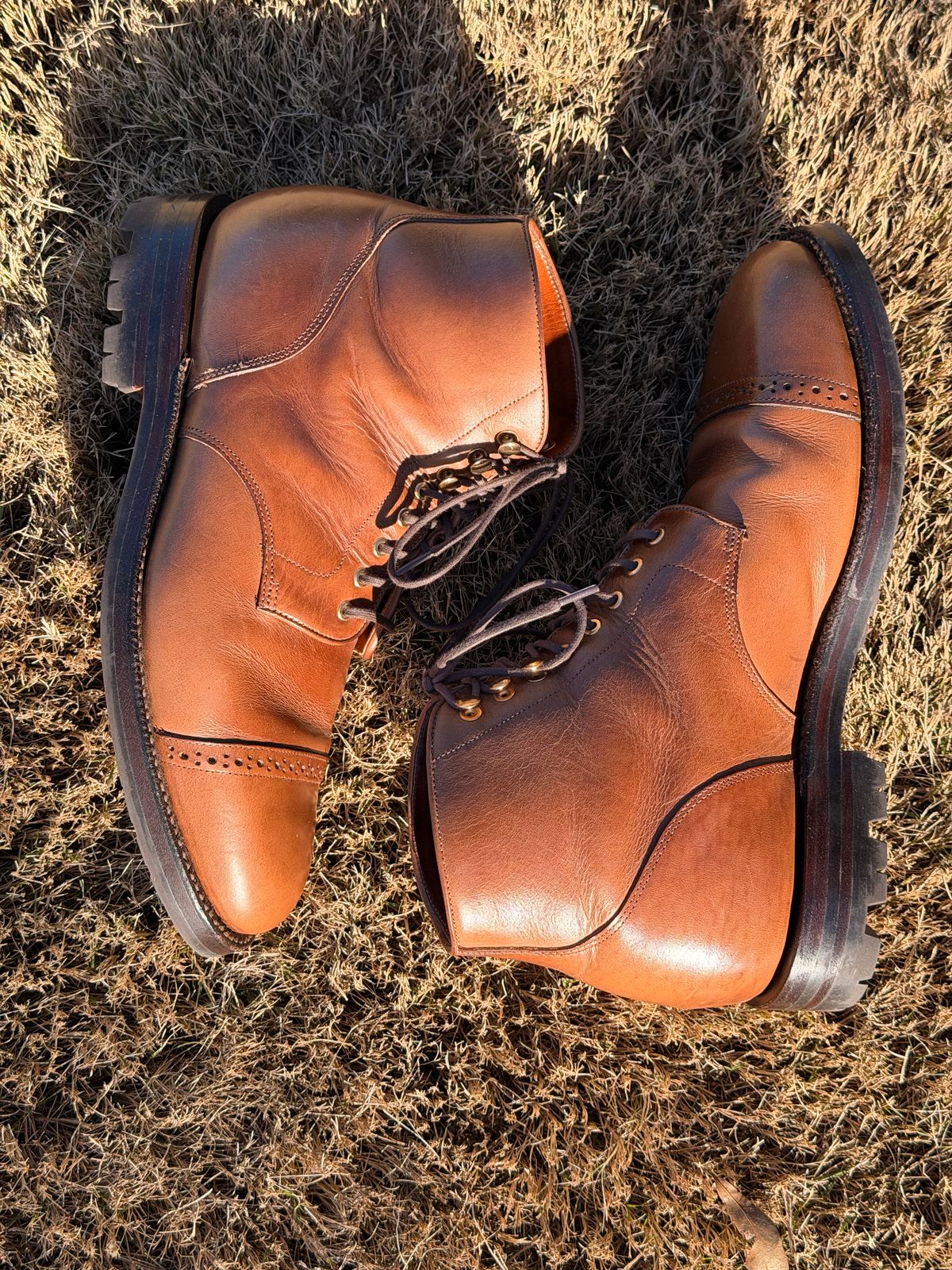 Photo by radboots on January 1, 2026 of the Grant Stone Garrison Boot in Horween Natural Chromexcel.