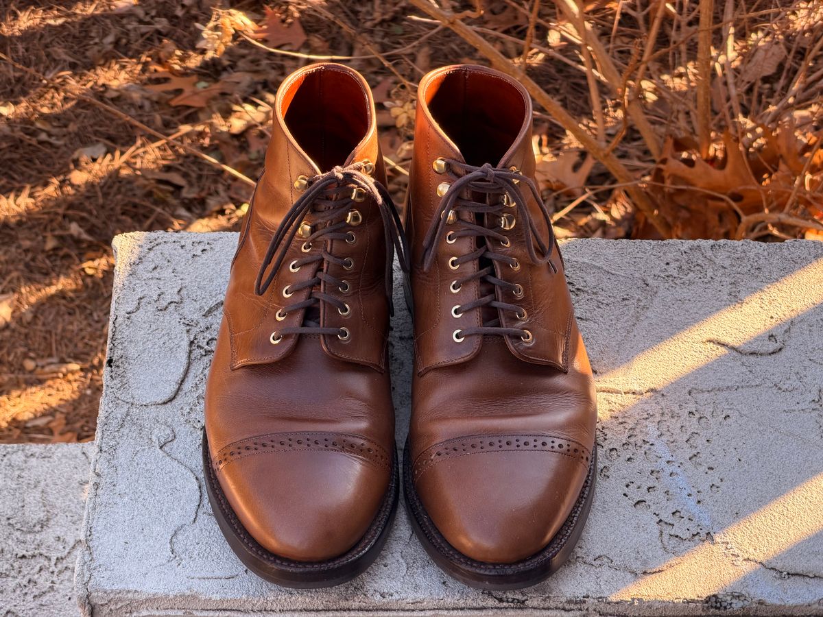 Photo by radboots on January 1, 2026 of the Grant Stone Garrison Boot in Horween Natural Chromexcel.