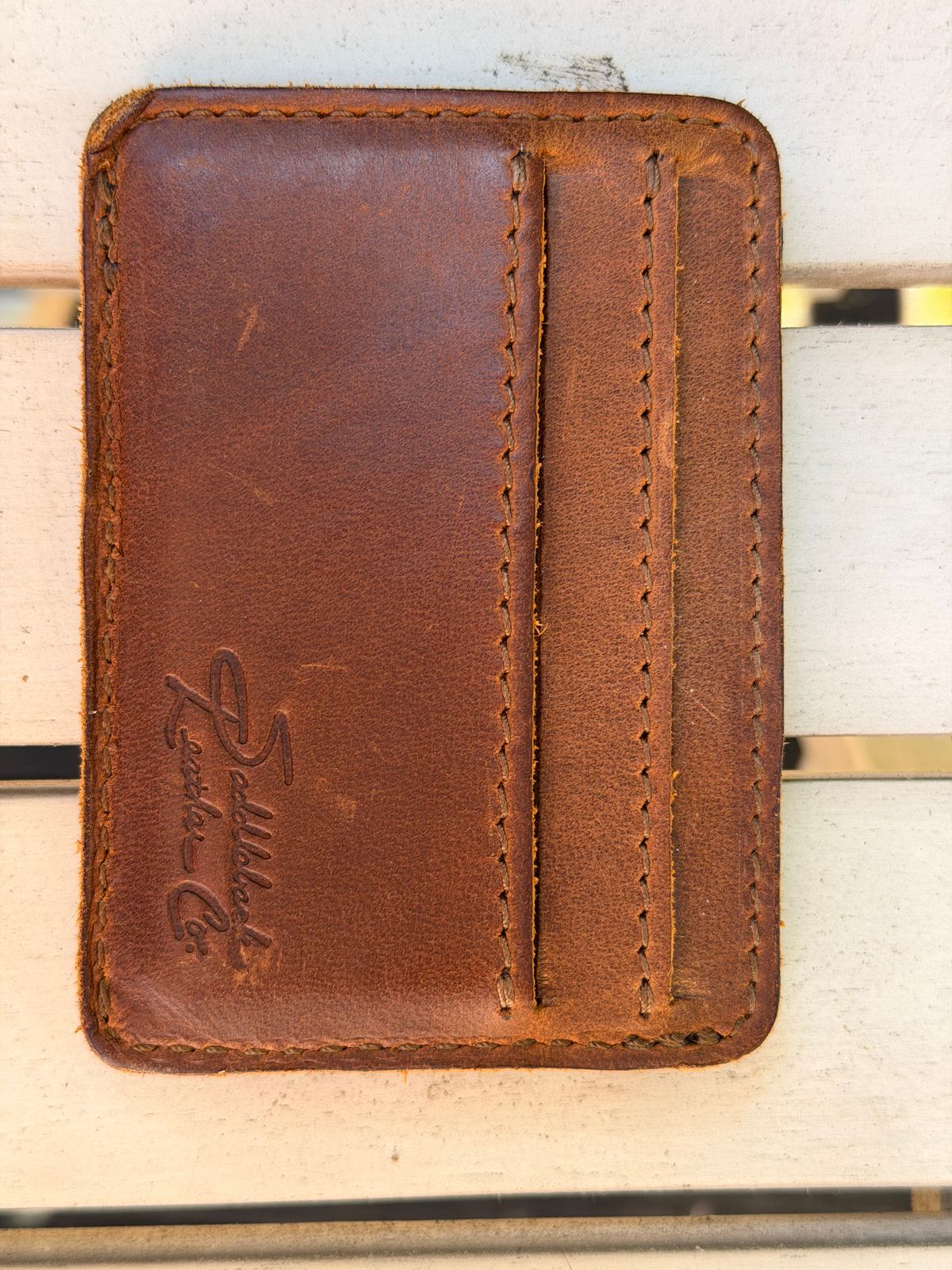 Photo by radboots on November 1, 2025 of the Saddleback Leather Front Pocket ID Wallet in Tobacco.