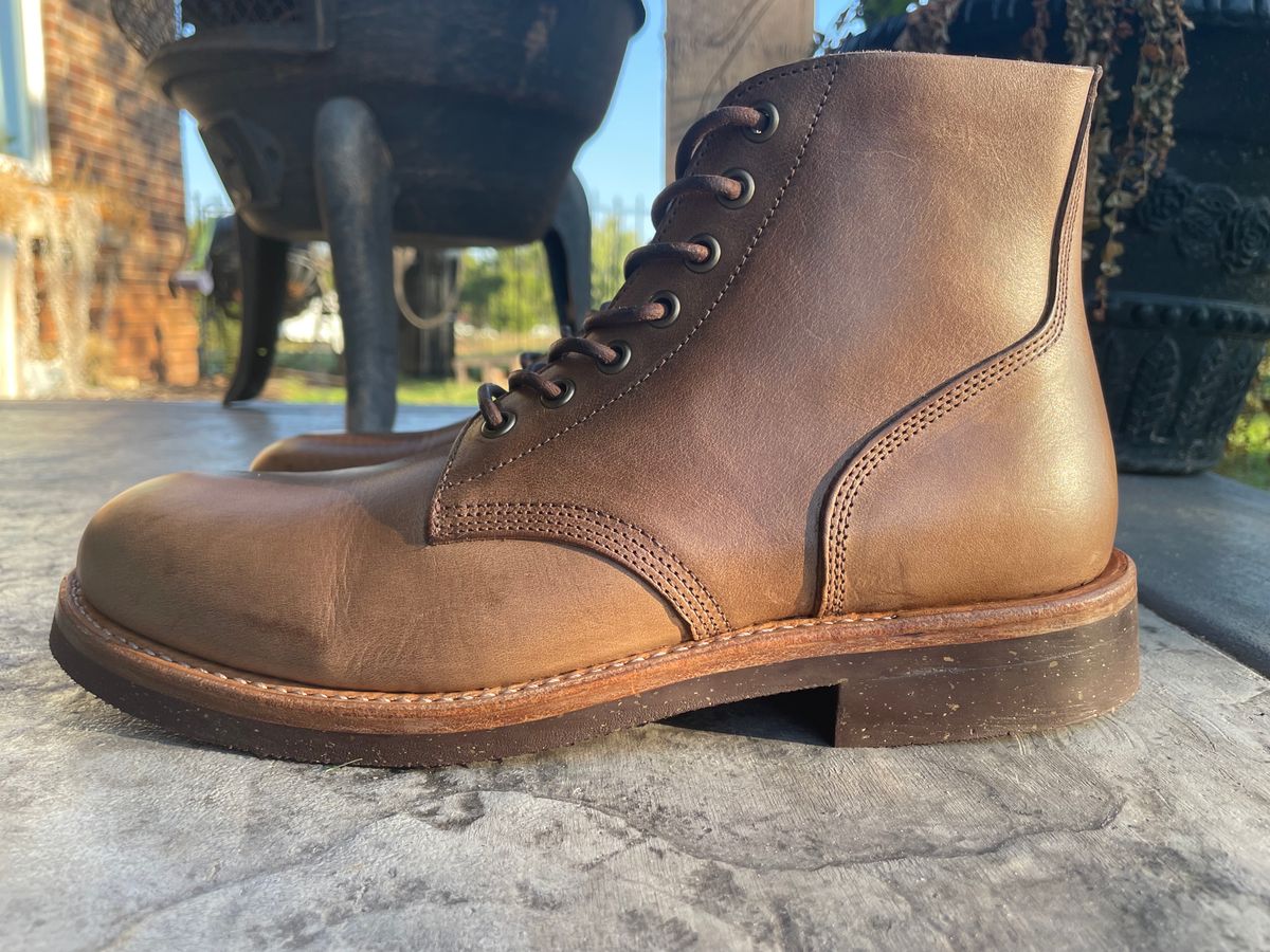 Photo by btstewart on October 1, 2023 of the Oak Street Bootmakers Field Boot in Horween Natural Chromexcel.