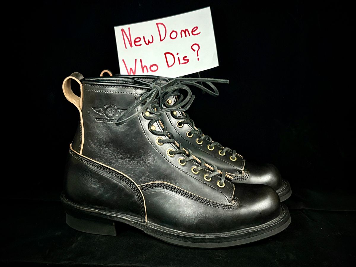 Photo by btstewart on October 1, 2025 of the The Flat Head FN-FB-004 HORSEHIDE LOGGER BOOTS in Black aniline dyed tea core.