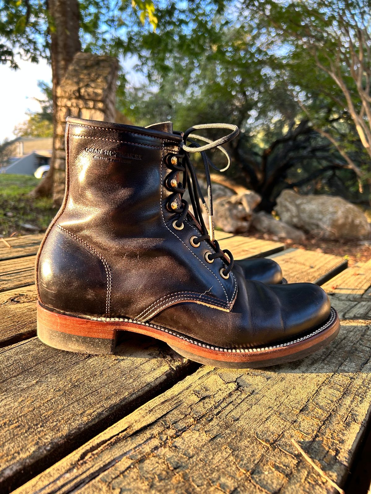 Photo by stepped_in_dookie_again on November 4, 2023 of the Quan Shoemaker Unknown Model in Maryam Black Horsebutt.
