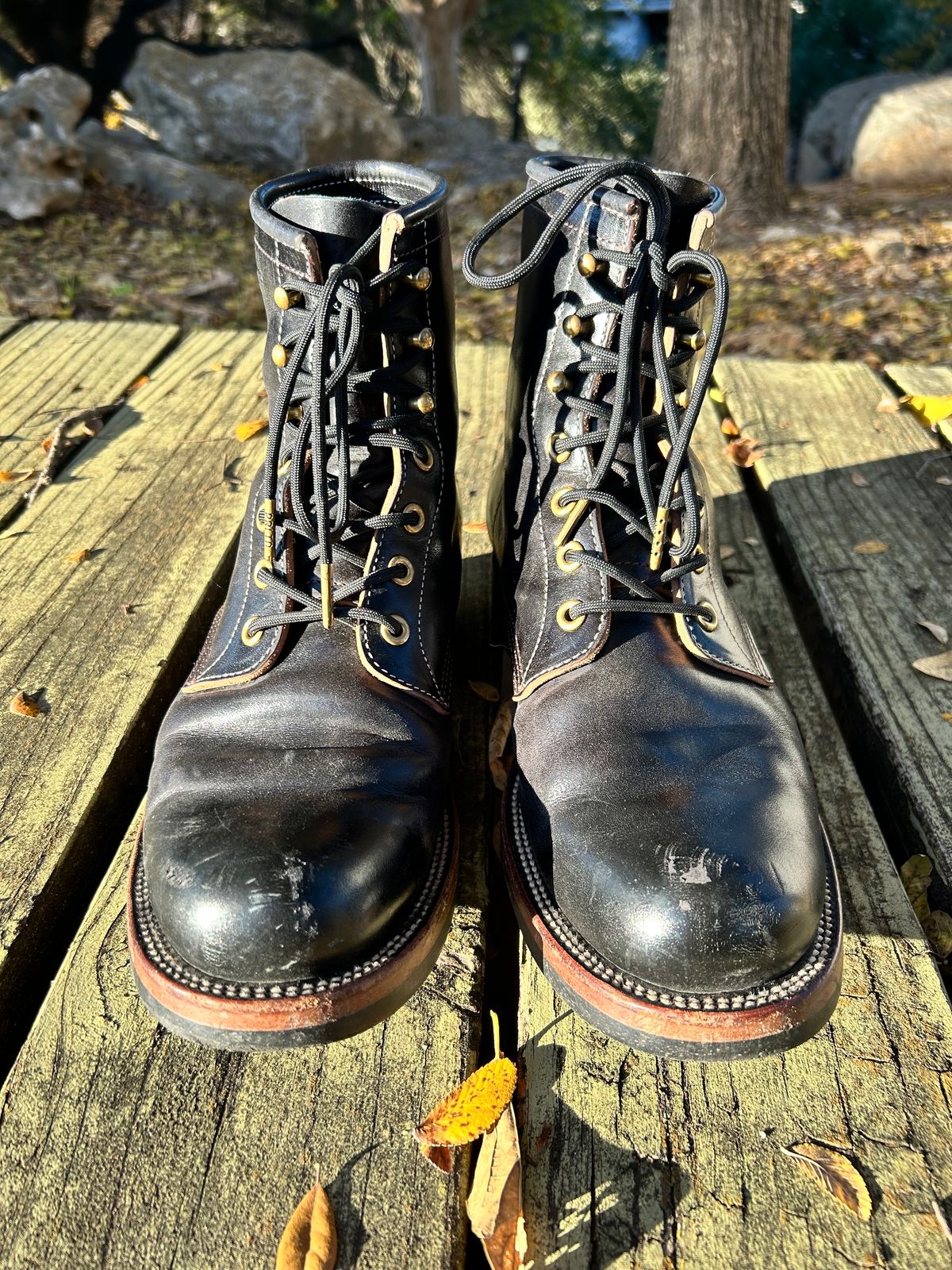 Photo by stepped_in_dookie_again on December 5, 2023 of the Quan Shoemaker Unknown Model in Maryam Black Horsebutt.