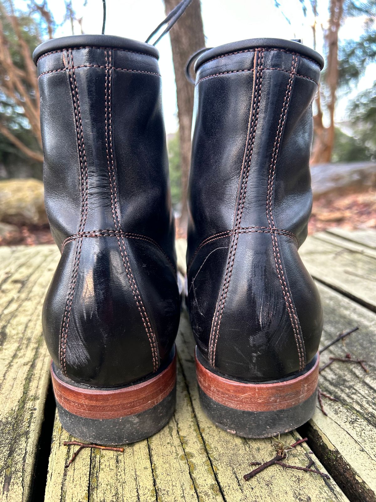 Photo by stepped_in_dookie_again on January 5, 2024 of the Quan Shoemaker Unknown Model in Maryam Black Horsebutt.