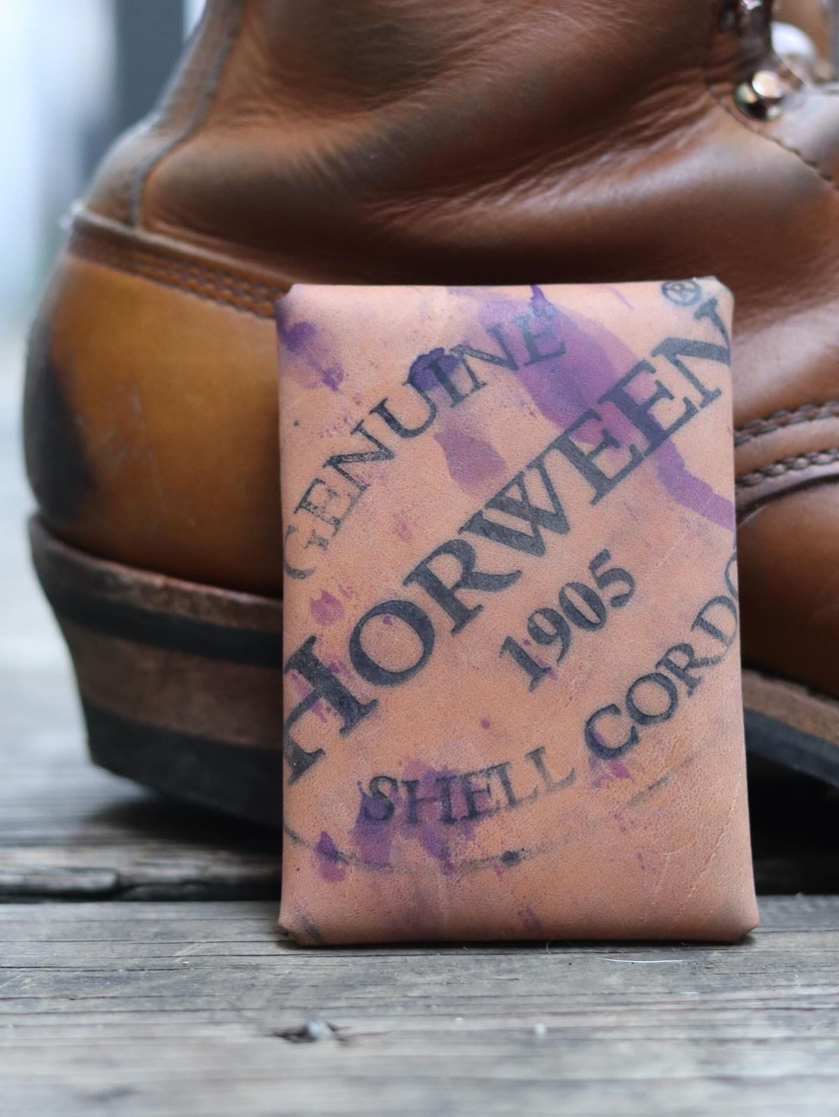 Photo by stepped_in_dookie_again on September 10, 2025 of the Guarded Goods Aegis in Horween Violet Reverse Shell Cordovan.