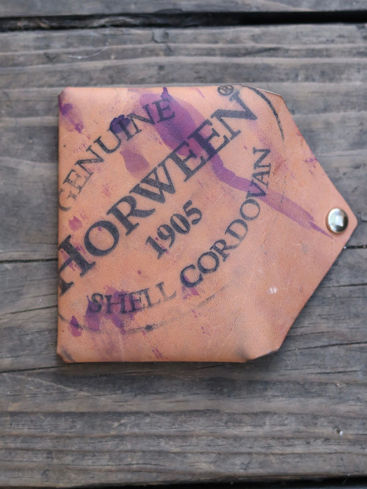 Photo by stepped_in_dookie_again on October 1, 2025 of the Guarded Goods Aegis in Horween Violet Reverse Shell Cordovan.