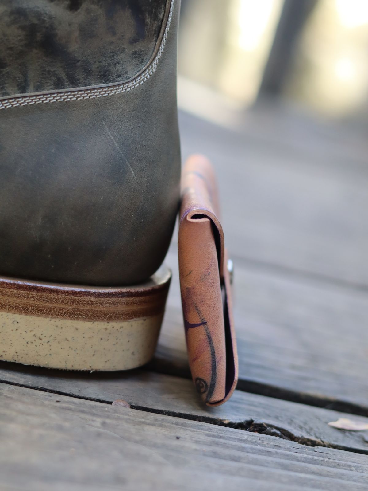 Photo by stepped_in_dookie_again on October 1, 2025 of the Guarded Goods Aegis in Horween Violet Reverse Shell Cordovan.