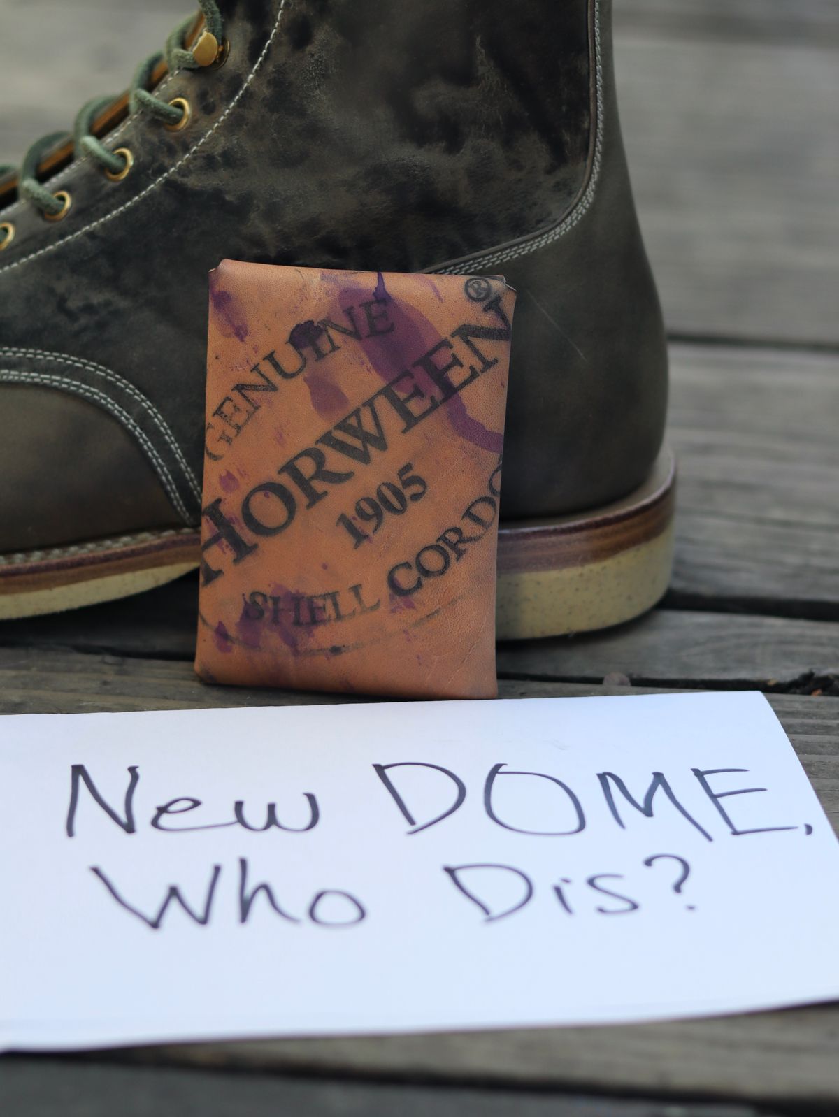 Photo by stepped_in_dookie_again on October 1, 2025 of the Guarded Goods Aegis in Horween Violet Reverse Shell Cordovan.