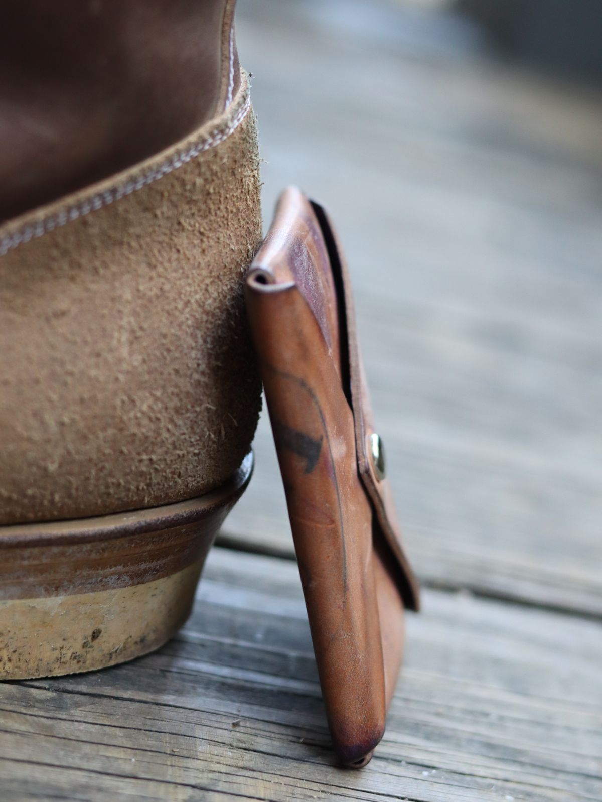 Photo by stepped_in_dookie_again on November 5, 2025 of the Guarded Goods Aegis in Horween Violet Reverse Shell Cordovan.