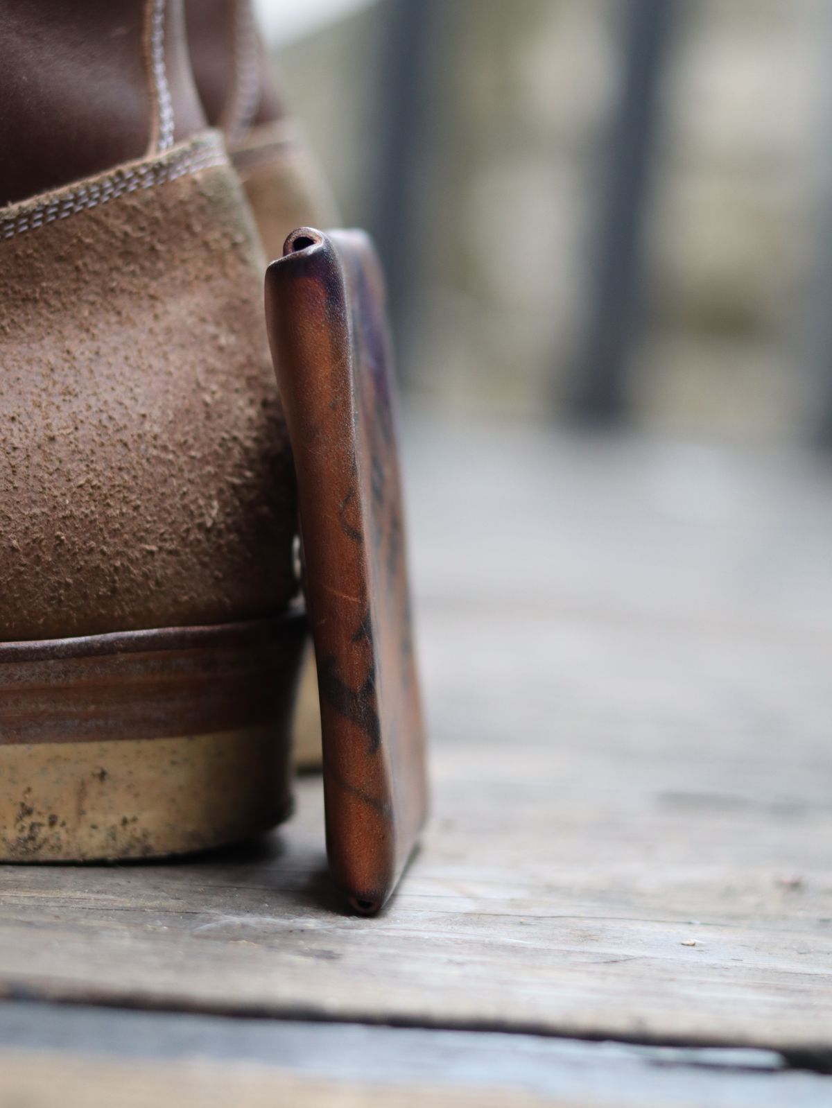 Photo by stepped_in_dookie_again on December 5, 2025 of the Guarded Goods Aegis in Horween Violet Reverse Shell Cordovan.