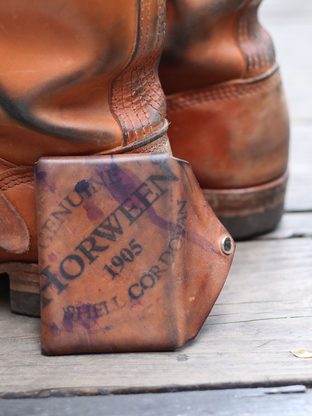 Photo by stepped_in_dookie_again on January 5, 2026 of the Guarded Goods Aegis in Horween Violet Reverse Shell Cordovan.