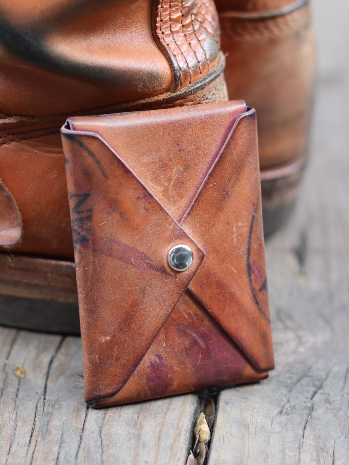 Photo by stepped_in_dookie_again on January 5, 2026 of the Guarded Goods Aegis in Horween Violet Reverse Shell Cordovan.