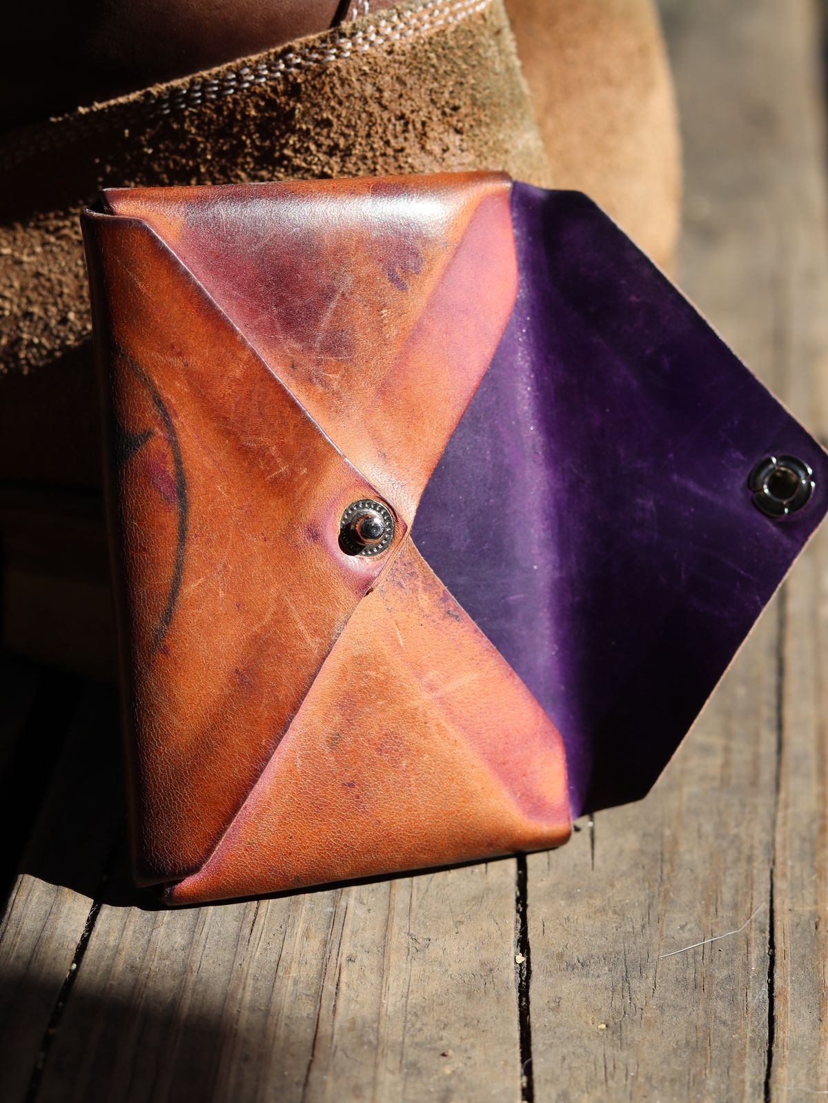 Photo by stepped_in_dookie_again on February 5, 2026 of the Guarded Goods Aegis in Horween Violet Reverse Shell Cordovan.