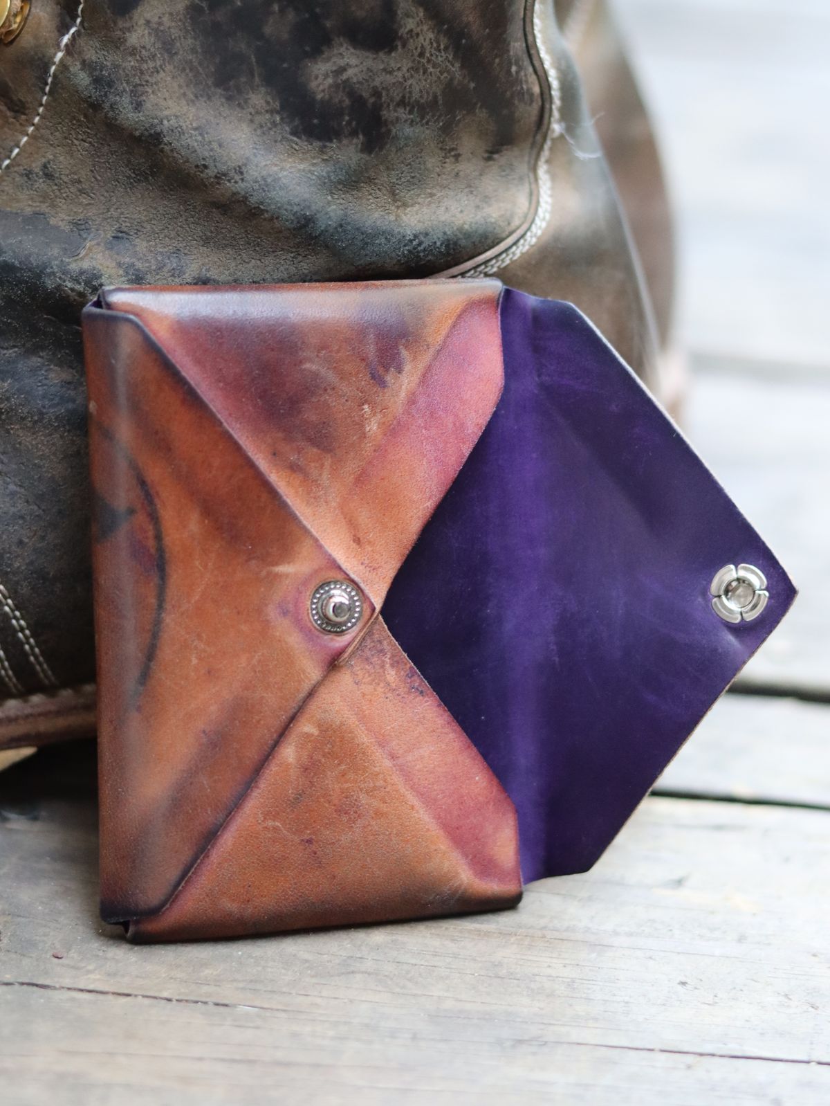 Photo by stepped_in_dookie_again on March 3, 2026 of the Guarded Goods Aegis in Horween Violet Reverse Shell Cordovan.