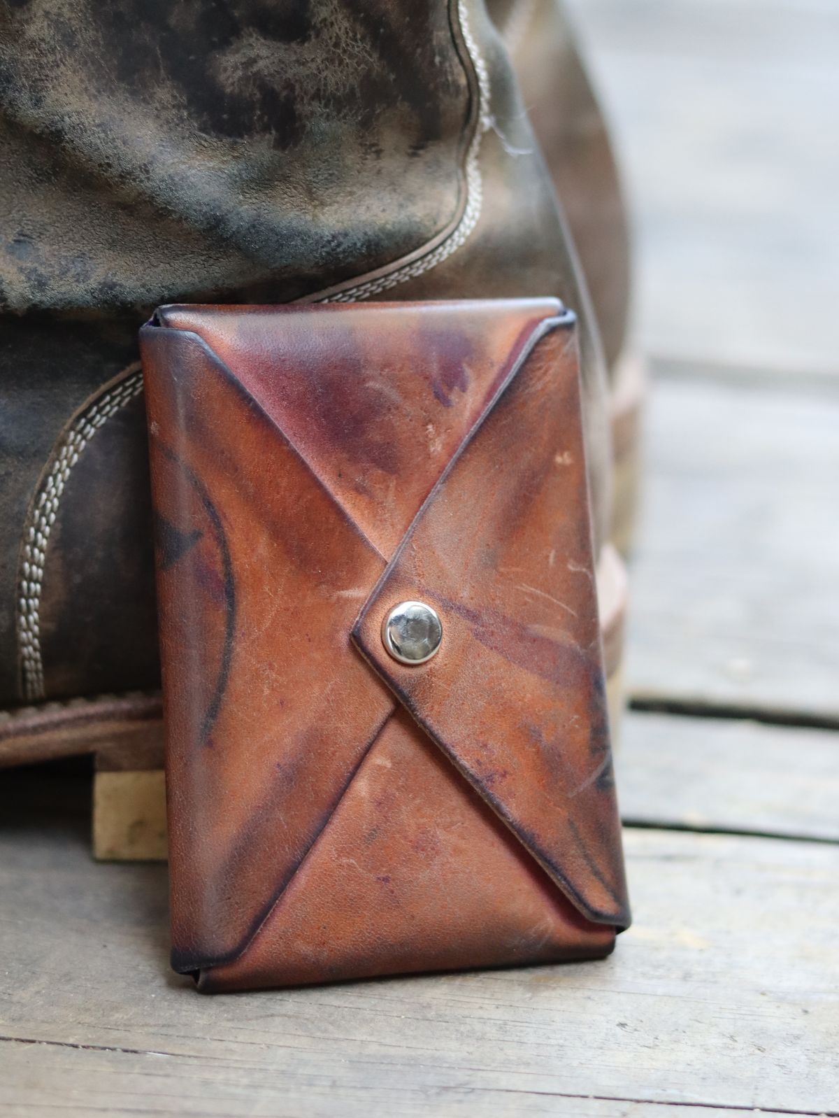 Photo by stepped_in_dookie_again on March 3, 2026 of the Guarded Goods Aegis in Horween Violet Reverse Shell Cordovan.