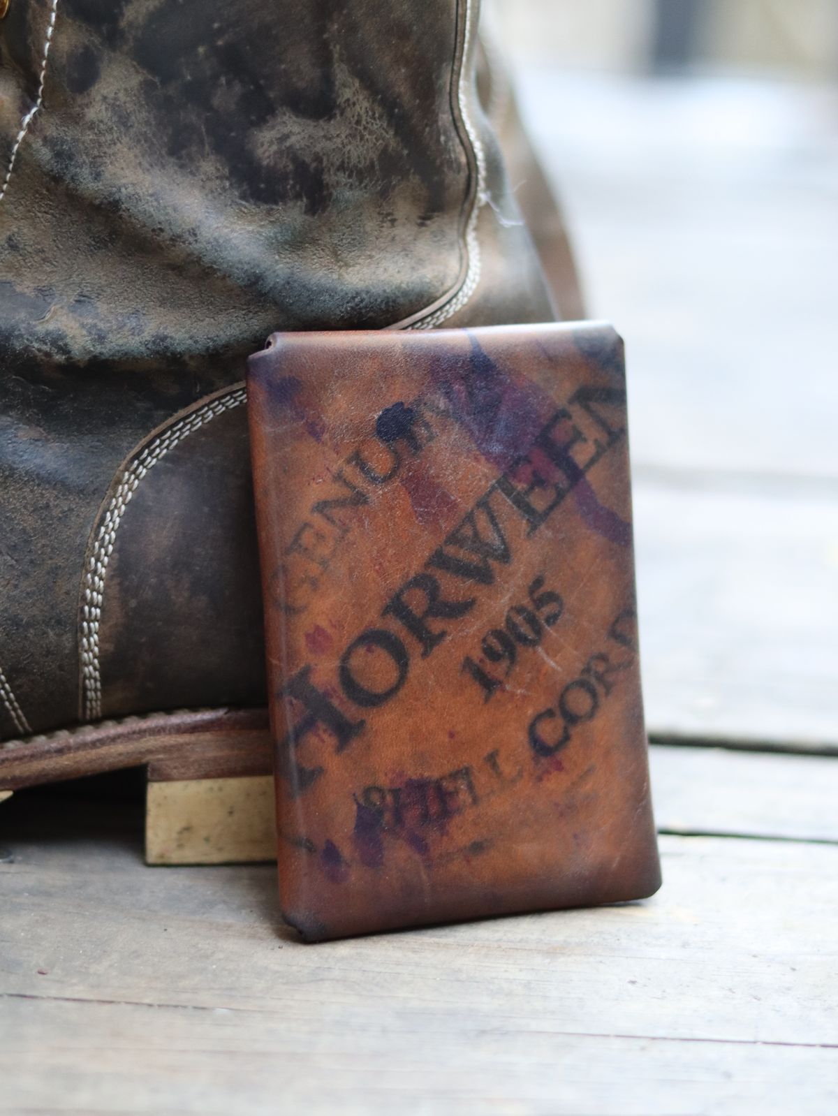 Photo by stepped_in_dookie_again on March 3, 2026 of the Guarded Goods Aegis in Horween Violet Reverse Shell Cordovan.