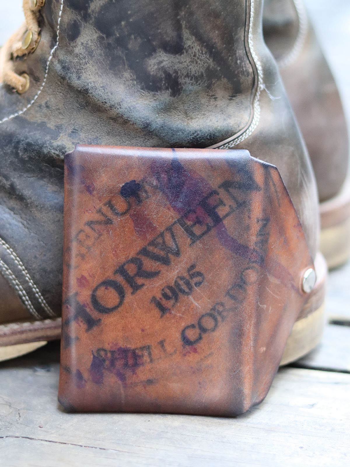 Photo by stepped_in_dookie_again on March 3, 2026 of the Guarded Goods Aegis in Horween Violet Reverse Shell Cordovan.
