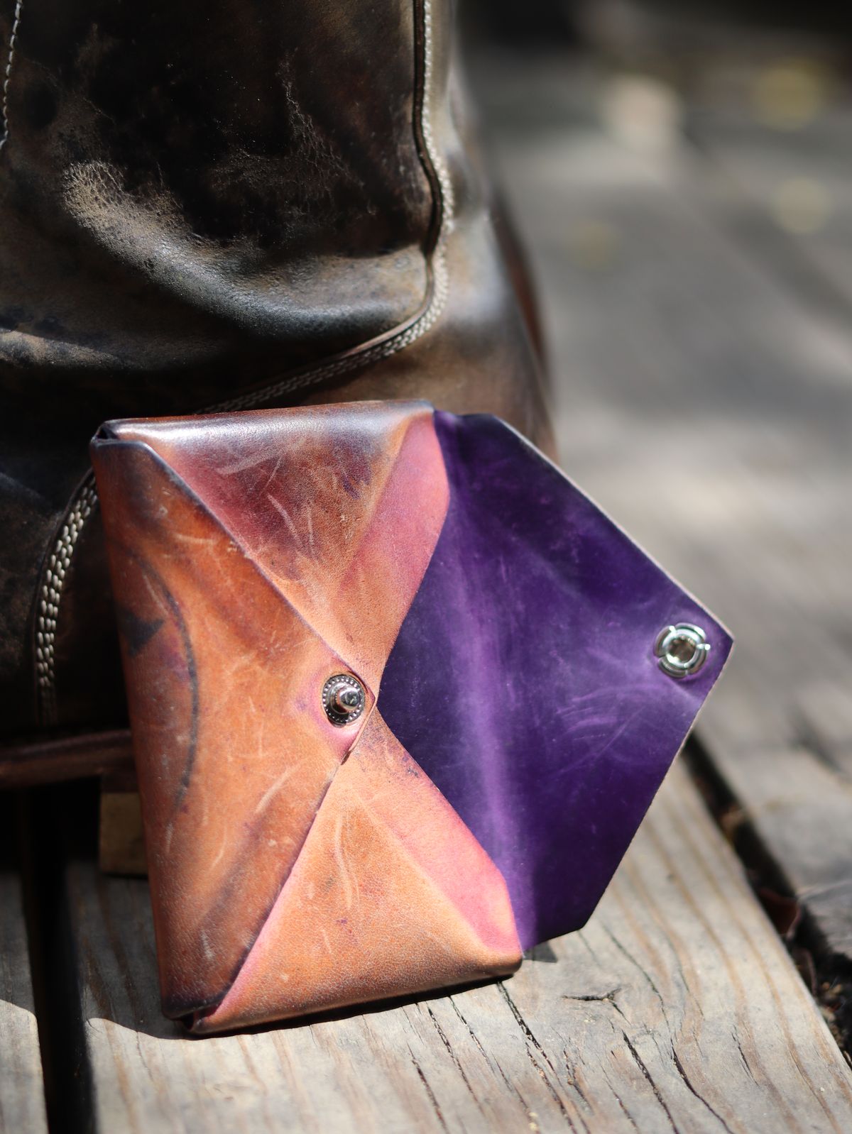 Photo by stepped_in_dookie_again on April 1, 2026 of the Guarded Goods Aegis in Horween Violet Reverse Shell Cordovan.