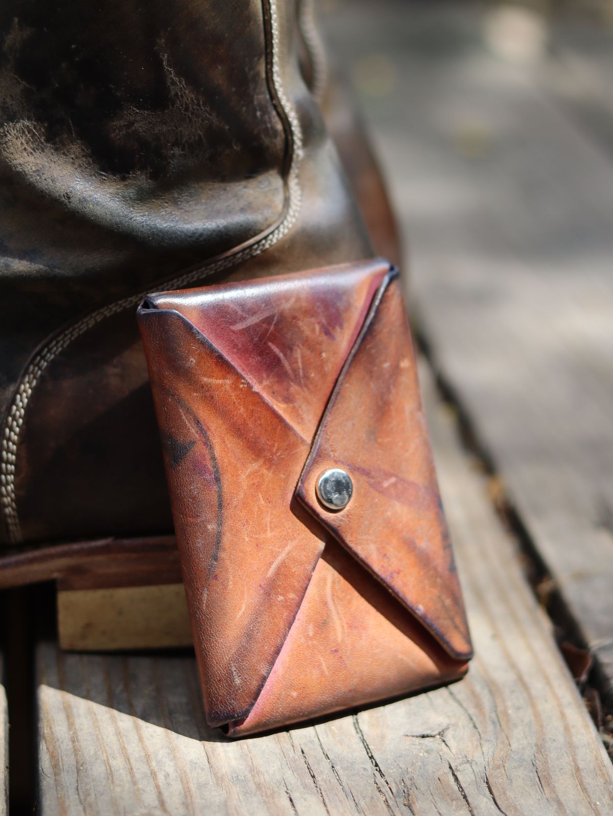 Photo by stepped_in_dookie_again on April 1, 2026 of the Guarded Goods Aegis in Horween Violet Reverse Shell Cordovan.