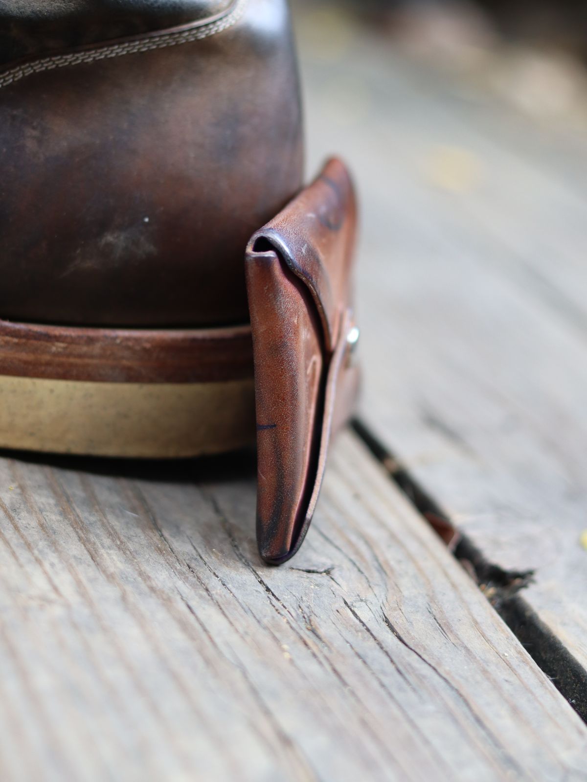 Photo by stepped_in_dookie_again on April 1, 2026 of the Guarded Goods Aegis in Horween Violet Reverse Shell Cordovan.