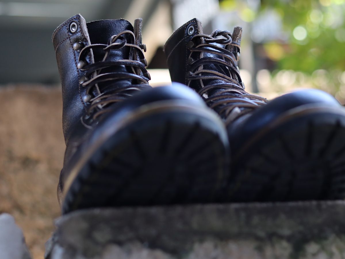 Photo by stepped_in_dookie_again on February 3, 2025 of the Truman Cap Toe Boot in Horween Black Waxed Flesh.