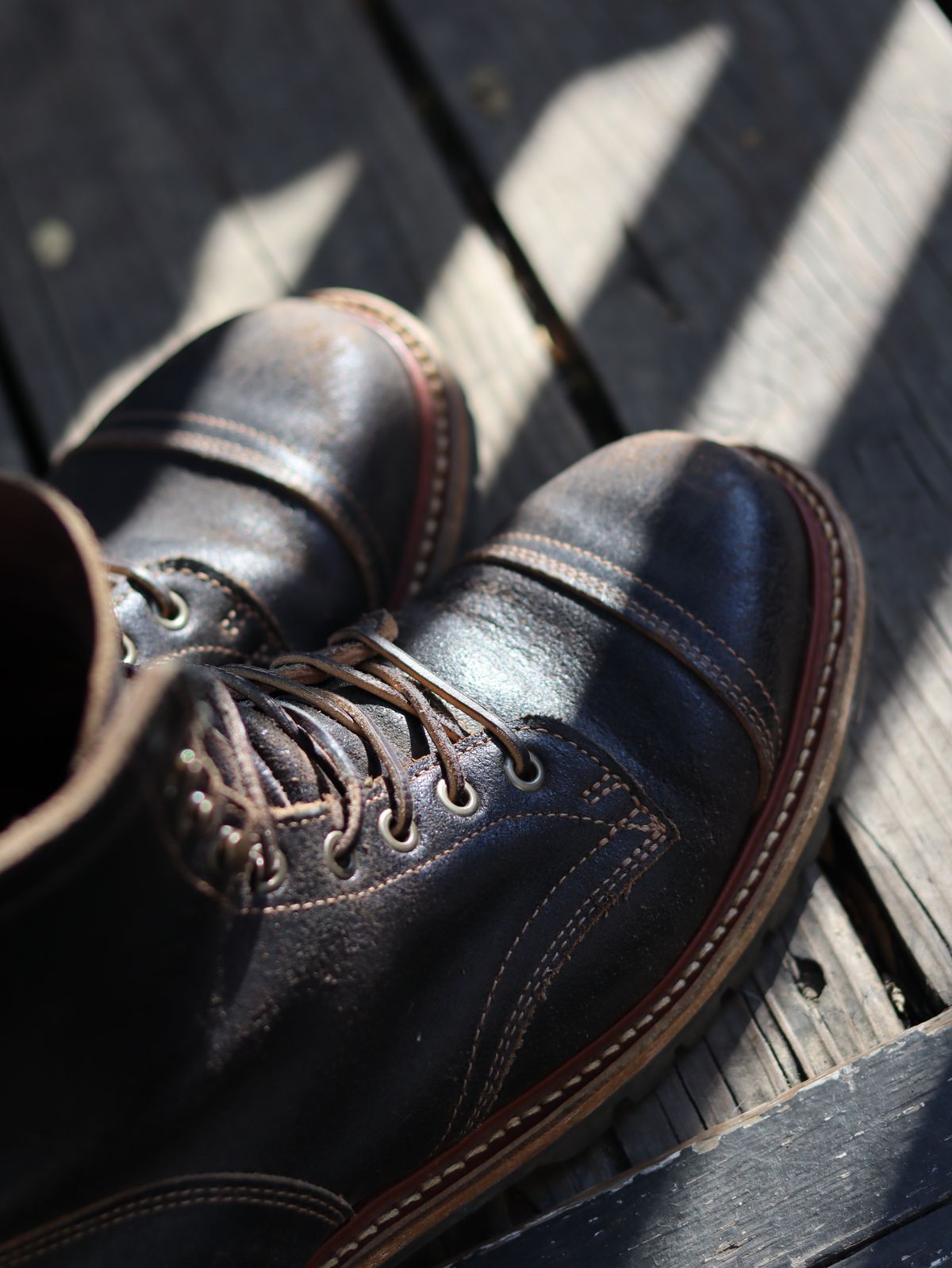 Photo by stepped_in_dookie_again on October 4, 2025 of the Truman Upland Boot in Horween Black Waxed Flesh.