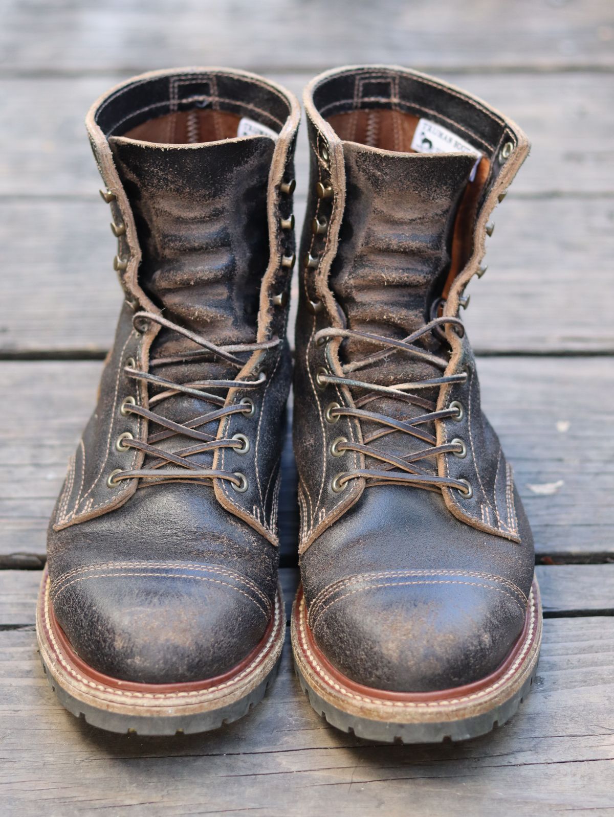 Photo by stepped_in_dookie_again on October 4, 2025 of the Truman Upland Boot in Horween Black Waxed Flesh.