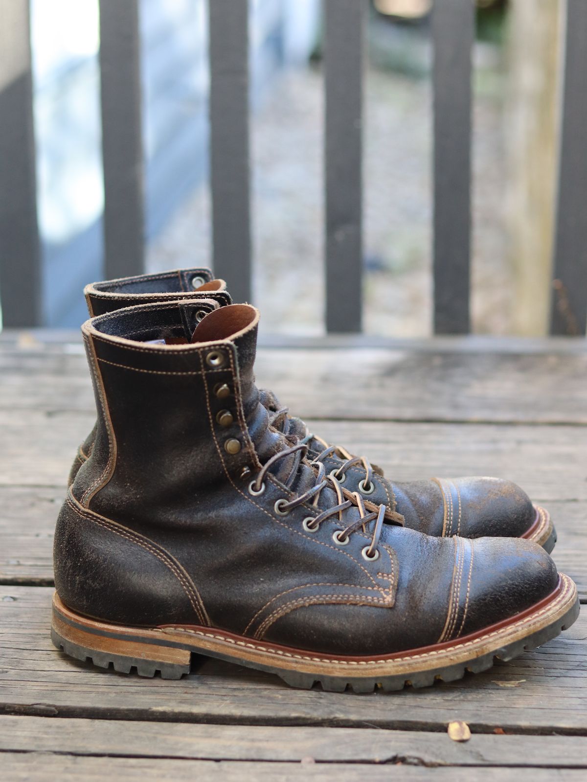 Photo by stepped_in_dookie_again on October 4, 2025 of the Truman Upland Boot in Horween Black Waxed Flesh.