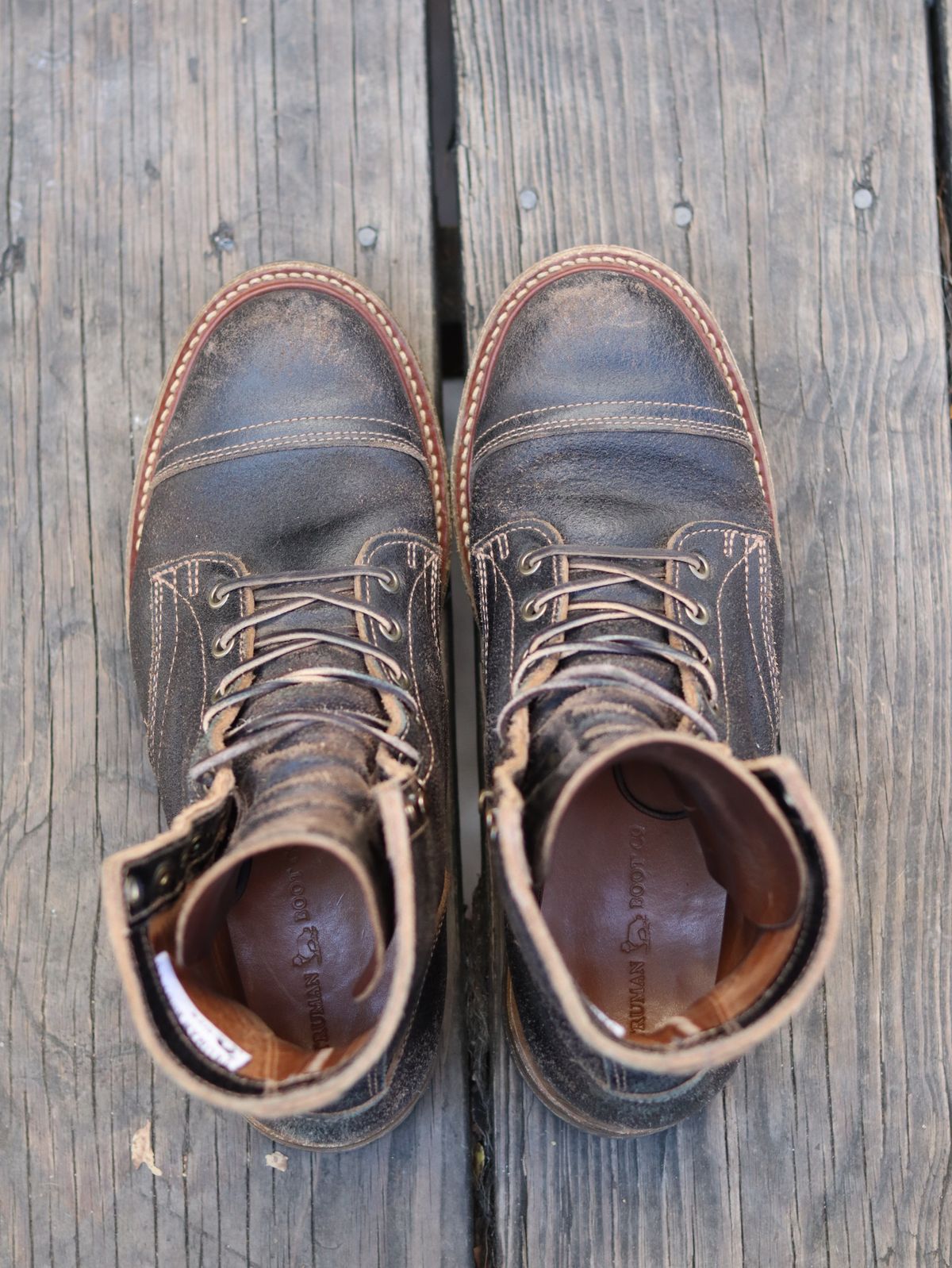 Photo by stepped_in_dookie_again on October 4, 2025 of the Truman Upland Boot in Horween Black Waxed Flesh.