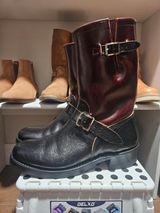 John Lofgren Wabash Engineer Boots in Shinki Black Teacore Horsebutt & Shinki Burgundy Oiled Horsebutt